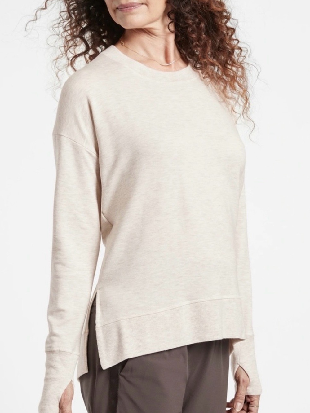 Athleta Coaster Luxe Sweatshirt toasted brown Heather Size L